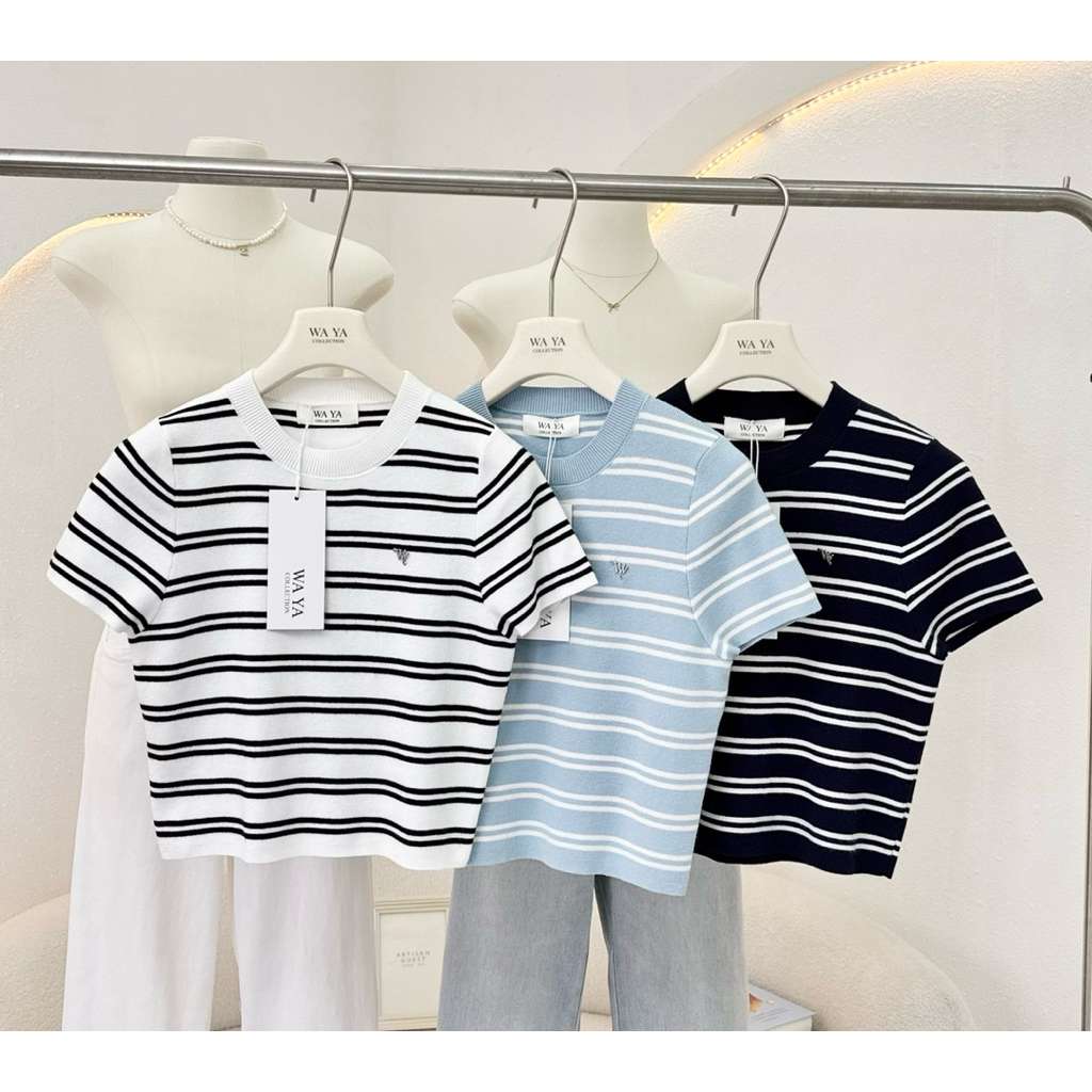 WaYa - 💕 new collection 💕 เสื้อคอกลมครอป ไหมพรม