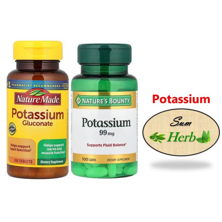 (พร้อมส่ง) Nature Made / Nature's Bounty Potassium Gluconate - 100 Tablets. ควบคุมระดับน้ำในร่างกาย การทำงานกล้ามเนื้อ
