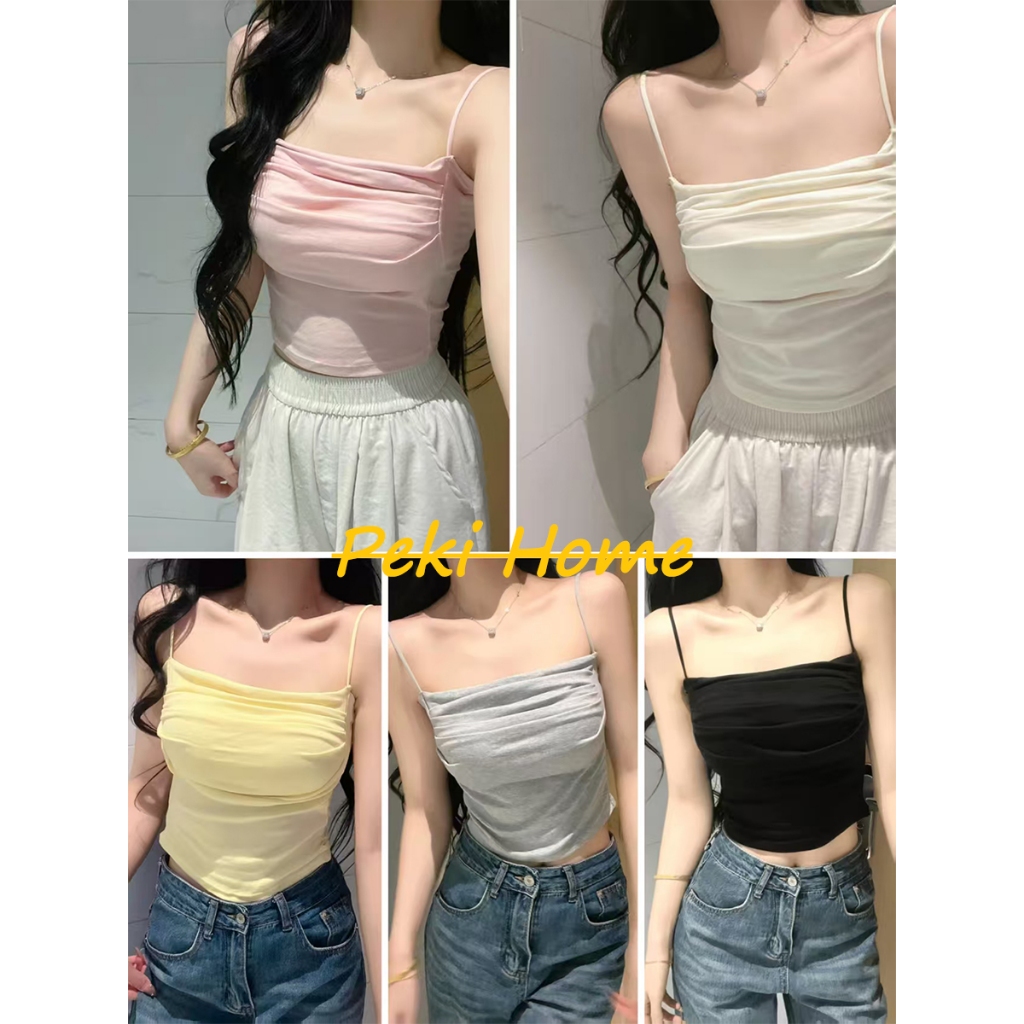 เสื้อสายเดี่ยวสายผูก ลายดอกไม้ สไตล์เกาหลี น่ารักๆ ใส่สบาย ทรงหลวม