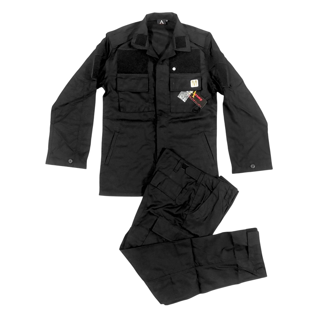 ชุดเวสดำ รุ่น 11 ตีนตุ๊กแก ผ้าสิงห์คู่ ชุดทหารพราน อส.ทพ. ชุดฝึกทหาร