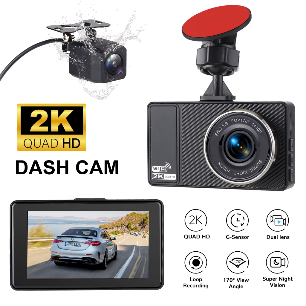 กล้องติดรถยนต์ 2กล้องหน้า-หลัง 2K WiFi CAR DASHCAM รุ่น X18pro QHD Dual lens Dashcam