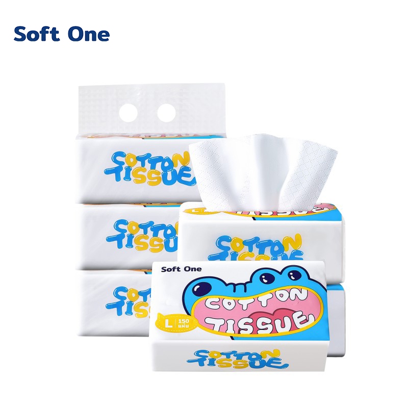 Soft One กระดาษทิชชู เช็ดหน้า L-3ห่อ ทำความสะอาดผิวกาย  หนา 3ชั้น ยืดหยุ่น ไม่ขาดง่าย ซับน้ำได้ดี(ขนาด:แผ่น 180*180 m.)