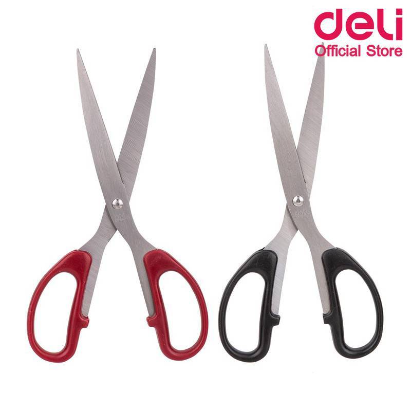 Deli 6010 กรรไกร กรรไกรสแตนเลส ด้ามจับนุ่ม ถนอมมือ ขนาด 8 1/4 นิ้ว คละสี