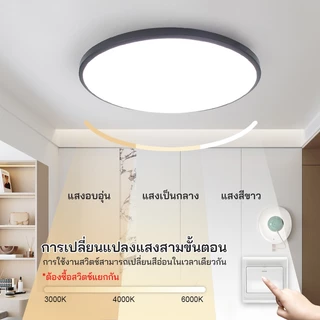โคมไฟเพดานLEDบางเฉียบไฟห้องนอนกลมห้องนั่งเล่นบรรยากาศเรียบง่ายทันสมัยสีเดียว /สามสีตัวเลือกห้องนั่งเล่นกลางกลางวันไฟ LED