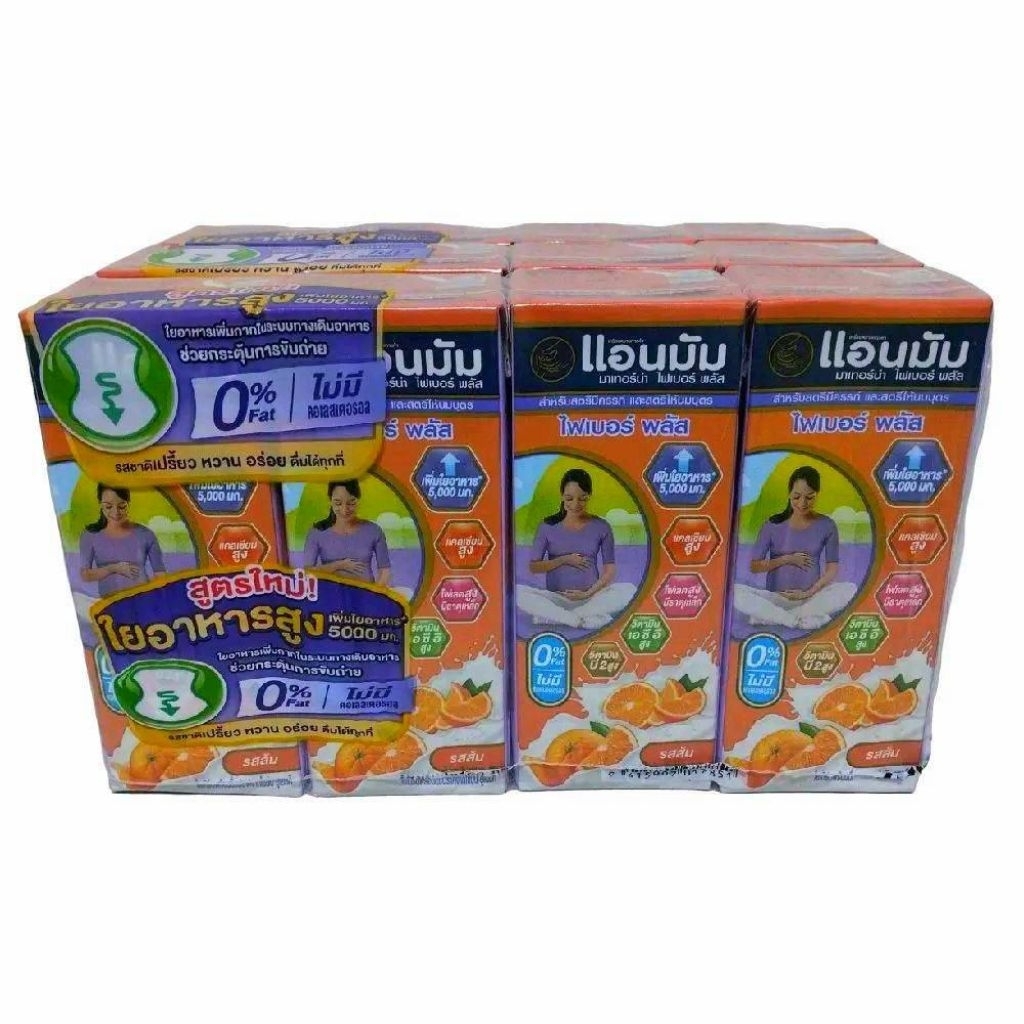 Anmum แอนมัม มาเทอร์น่า ไพเบอร์ พลัส นมUHT โยเกิร์ตพร้อมดื่ม รสส้ม ปริมาณ180มล.×12กล่อง