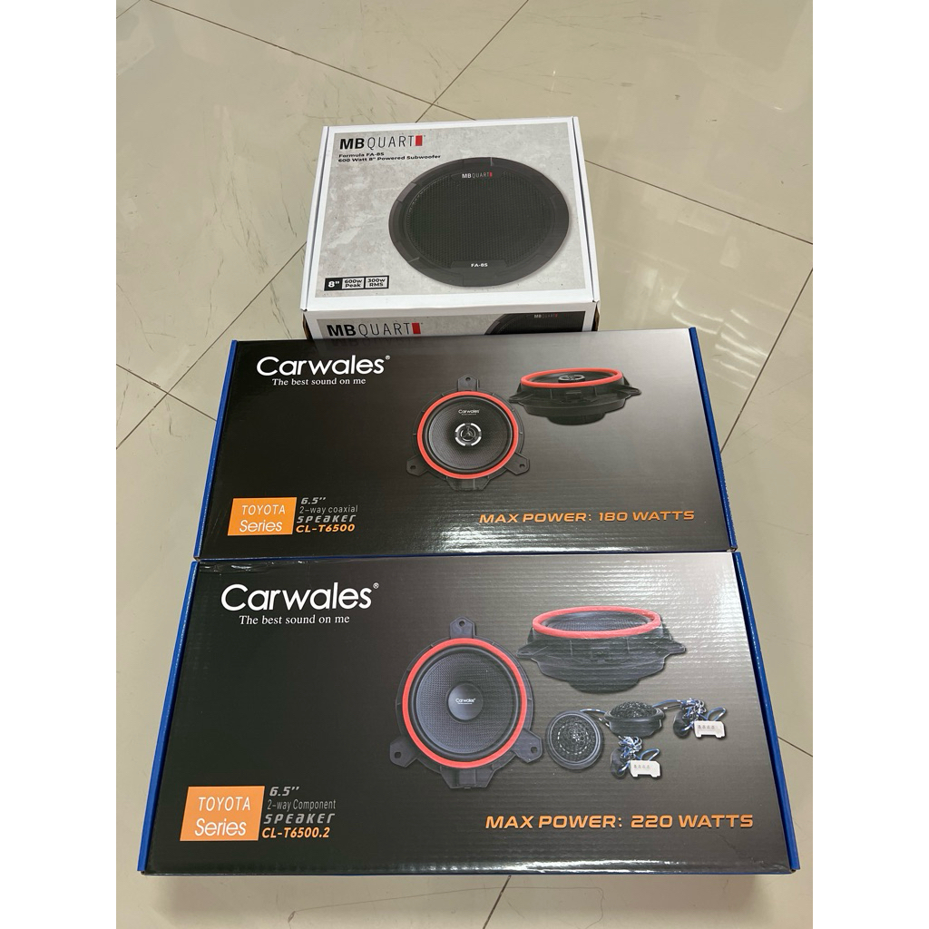 ชุดละ 4895บาท 8“Subbox MB QUART FA-8S 1ตัว6.5”แยกชิ้นตรงรุ่นToyota 1ชุด6.5“แกนร่วมตรงรุ่นToyota 1คู่