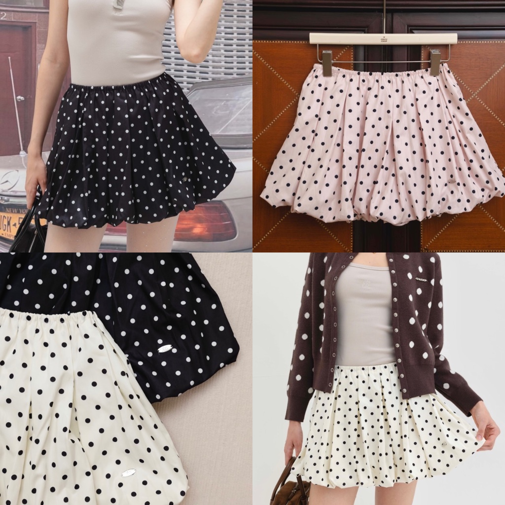 CHUUCHOP - Polka dot balloon skirt (C8392) လုံးဝနူးညံ့ပြီး ချစ်စရာ လက်ရာ