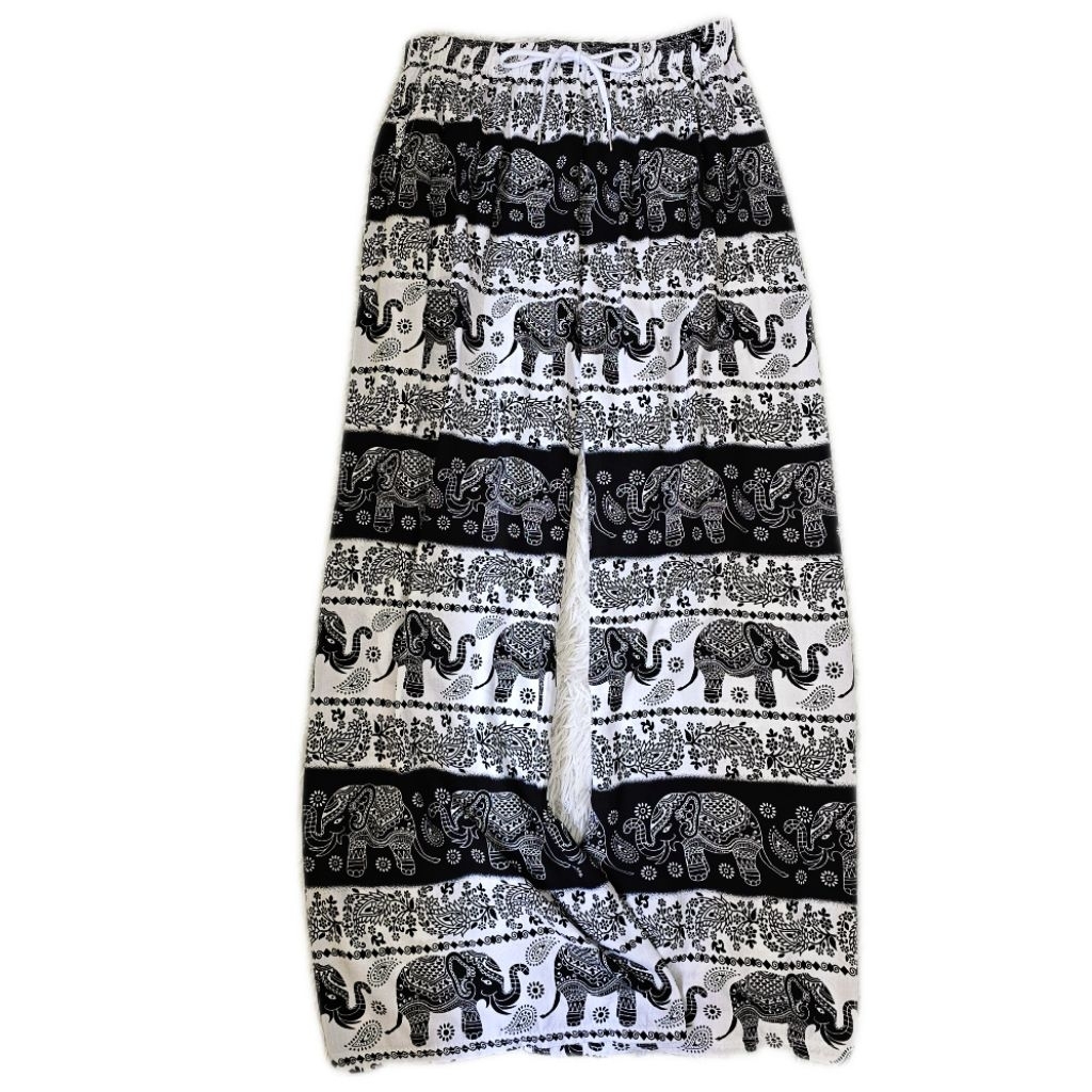 กางเกงลายช้าง ขาปล่อย งานไทยเกรดสูง ผ้าสปัน เอว25-40 นิ้ว - รูปที่ 2