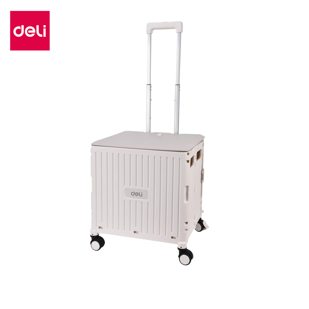 Deli รถเข็นล้อลาก รถเข็นพับได้ กล่องล้อลาก ตระกร้าพับได้ ขนาด45 65L กันน้ำ รับน้ำหนักสูงสุด80kg พับเ