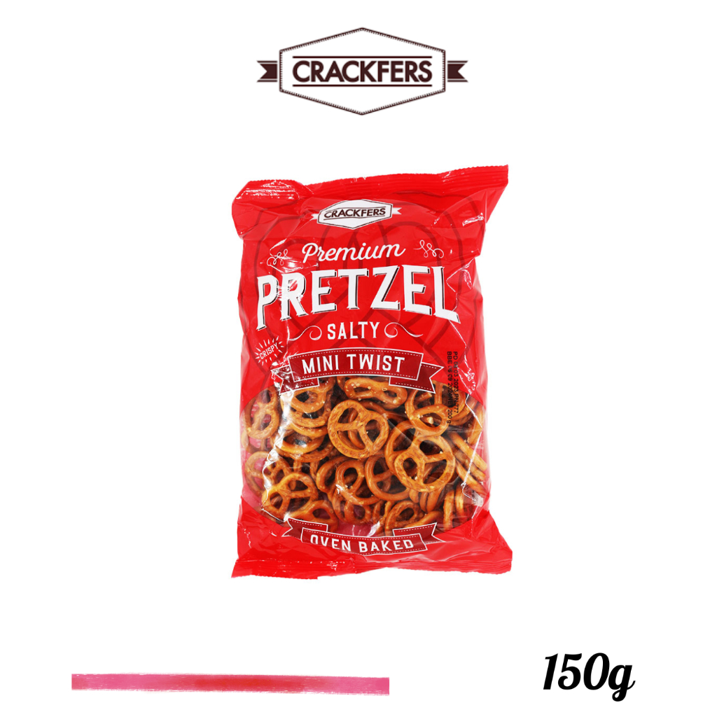 Crackfers Premium Pretzels Salty เพรตเซลอบกรอบพรีเมียม น้ำหนัก150 กรัม จากตุรกี มีฮาลาล E.17/09/27