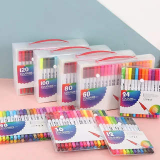 【ส่งจากกรุงเทพ】ปากกาสี สีน้ำสองหัว 12-100 สี วาดรูป ล้างทำความสะอาดได้ สำหรับเด็ก อุปกรณ์การเรียน