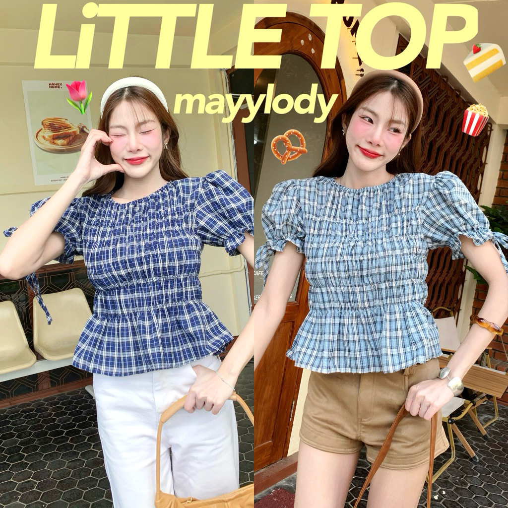 💓mayylody💓 LiTTLE TOPs ครอปท็อป แขนตุ๊กตาผูกโบว์ สม็อคจั้มรอบตัว สไตล์เกาหลี สุดฮิต 🌷🪞🌤️🍃 เสื้อครอป ครอป