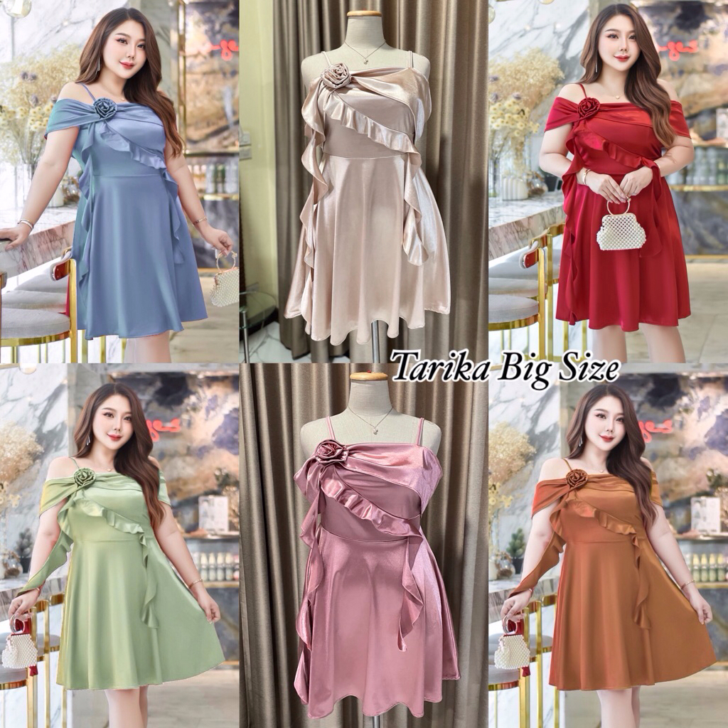 (8สี) เดรสสั้นออกงาน ติดดอกไม้อก ผ้าซาตินยืด ชุดราตรีสั้น เดรสออกงาน ชุดเพื่อนเจ้าสาว ชุดเวียดนาม สาวอวบ อ้วน พลัสไซส์
