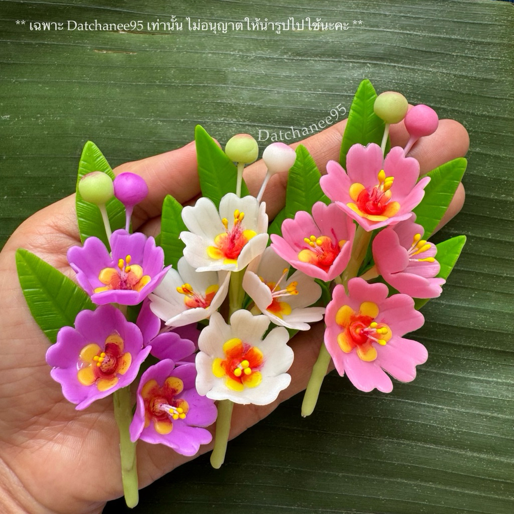 ดอกอินทนิล🌸 | ดอกไม้ดินปั้นแฮนด์เมด | ดอกไม้ติดผมนางรำ | ดอกไม้ปักผมเจ้าสาว