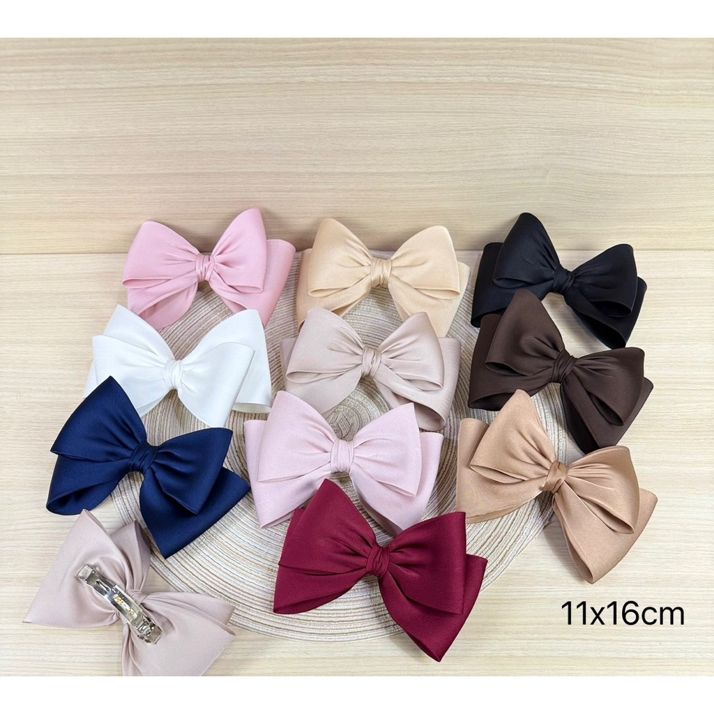 กิ๊บติดผม ประดับโบว์  น่ารัก โบว์สองชั้น ขนาด11x16cm มี12สี🎀