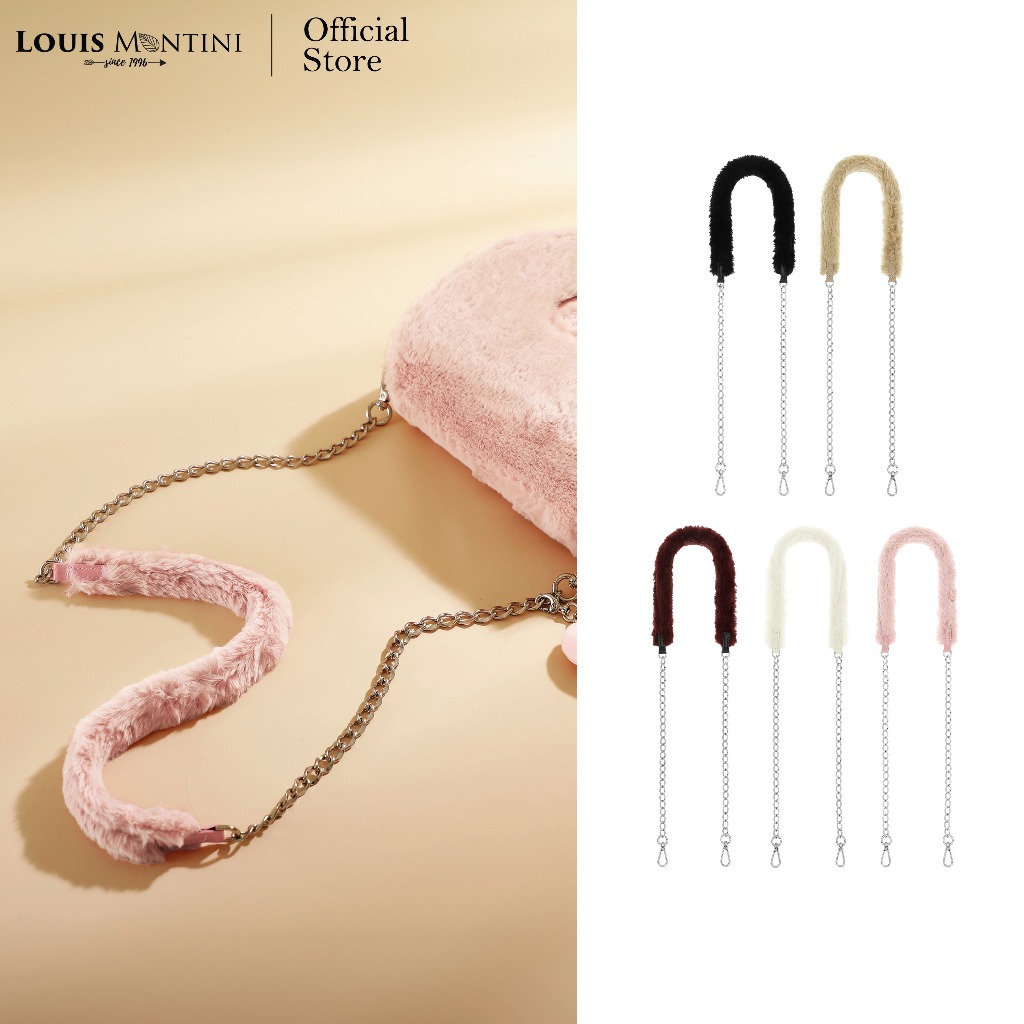 Louis Montini (Charme Ivory) สายสะพายกระเป๋า สายโซ่ พร้อมสีรองบ่าผ้าขนนุ่มนิ่ม BSTP014