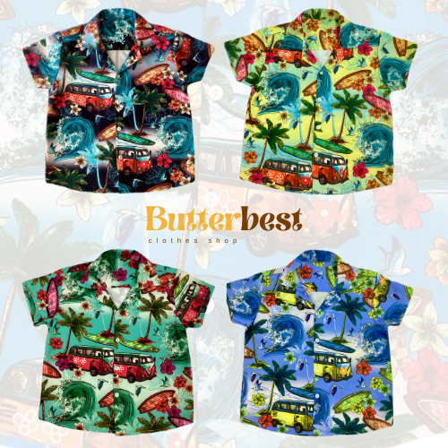 ✅ส่งไว ส่งด่วน✅Butterbest เสื้อฮาวายเด็ก Free Size 6-12 ขวบ เสื้อเชิ้ตเด็ก แฟชั่นเด็กน่ารัก ผ้าไหมอิตาลี ใส่เที่ยวทะเล