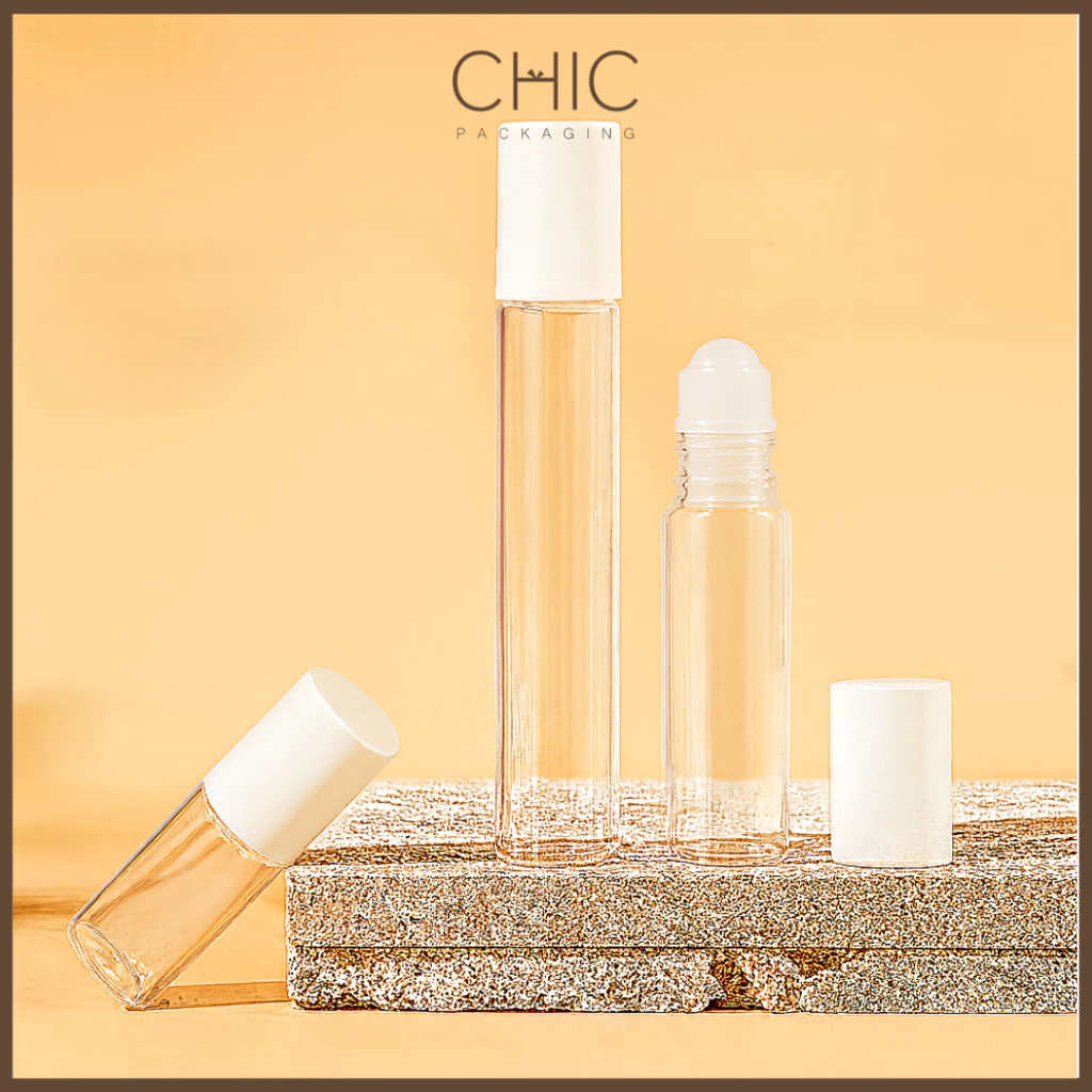 ขวดลูกกลิ้งแก้วสีใส ขนาด3/5/10ml ฝาพลาสติกขาว ขวดน้ำมันนวด หัวลูกกลิ้งแบบโรลออน ใส่น้ำมันหอมระเหย น้ำหอม thumbnail 3