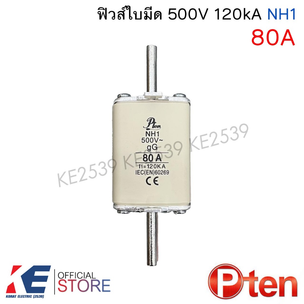 P-TEN / LINDNER ฟิวส์ใบมีด NH-1 NH-2 63A 80A 100A 125A 160A 200A 250A 315A 355A 400A 500V AC gG ฟิวใบมีด ฟิวส์ HRC Fuse ราคา ถูกที่สุด ดีลบีเคเค แกลเลอรีภาพที่ 2