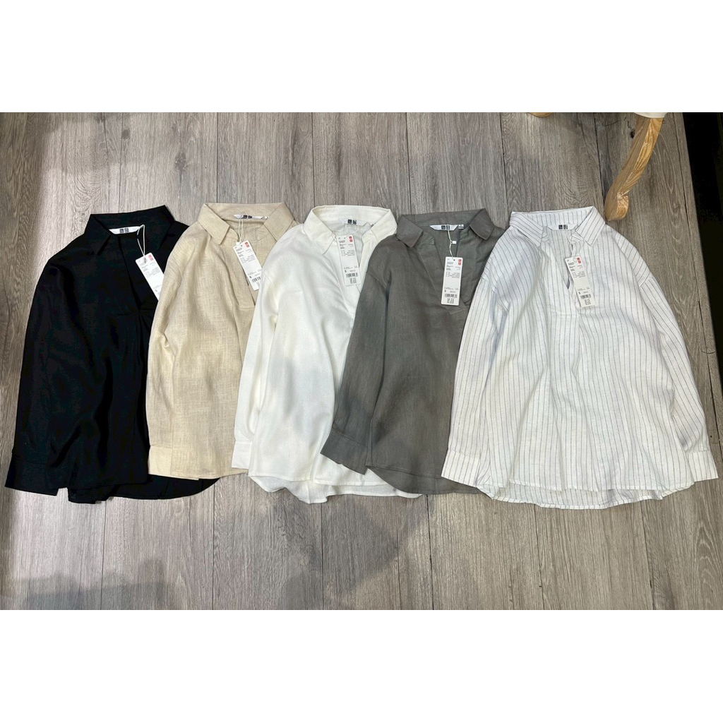 Uniqlo Linen Women เชิ้ตทรงสวม ทรงโอเวอร์ไซร์
