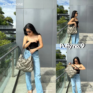 Memew.bkk Puffy no.9 กระเป๋าพัฟฟี่เมทัลลิก กระเป๋าสะพายข้าง ทรงโท้ท Tote Bag ผ้าเงาบุนวม ใบใหญ่จุใจ [พร้อมส่ง]