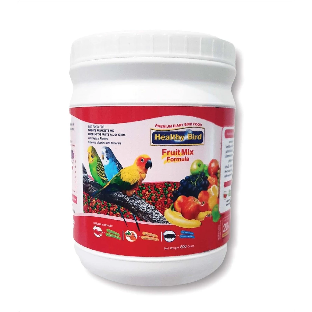 อาหารนกสำเร็จรูป Healthy Bird (นกกรงหักจุก,หงส์หยก,เลิฟเบิร์ด,นกแก้ว) ขนาด 800 กรัม จำนวน 1 กระปุก