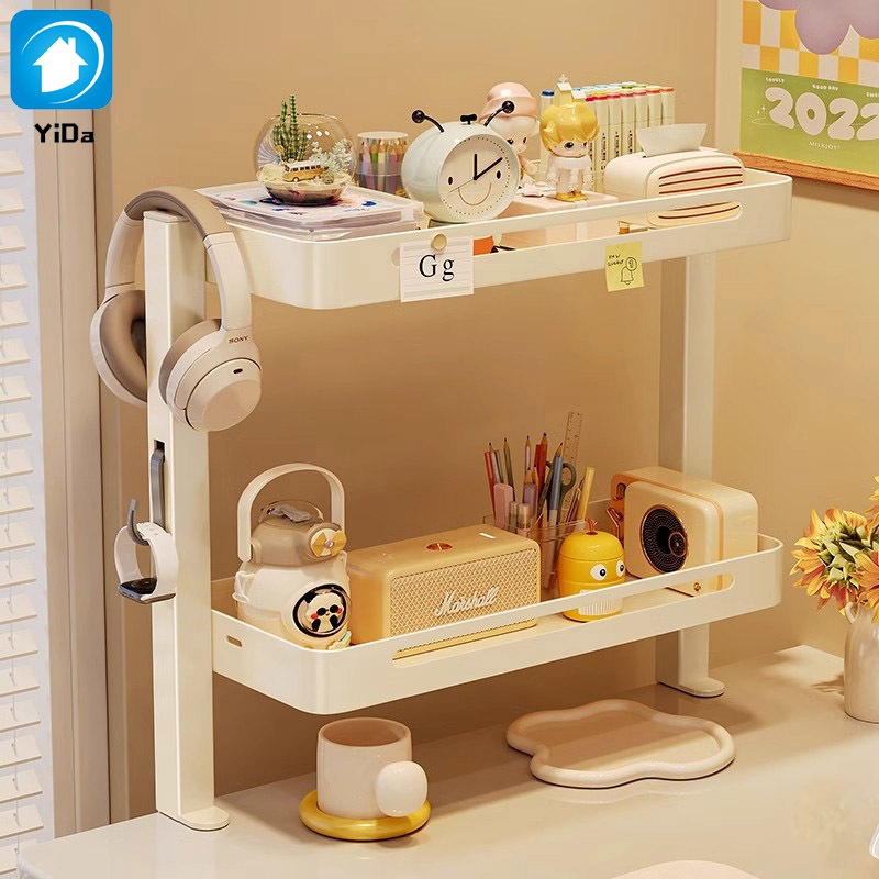 พร้อมส่ง🚚ชั้นวางหนังสือ🔥ชั้นวางของบนโต๊ะคอม ชั้นวางของบน โต๊ะคอมพิวเตอร์pegboardตั้งโต๊ะ สไตล์เรียบง