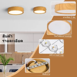 CANMEIJIA โคมพาแนลลายไม้ (ติดลอย) โคมไฟดาวน์ไลท์ 5/10/15/25W Downlight กลม Panel LED สำนักงาน ห้าง บ้านพักอาศัย โรงแรม