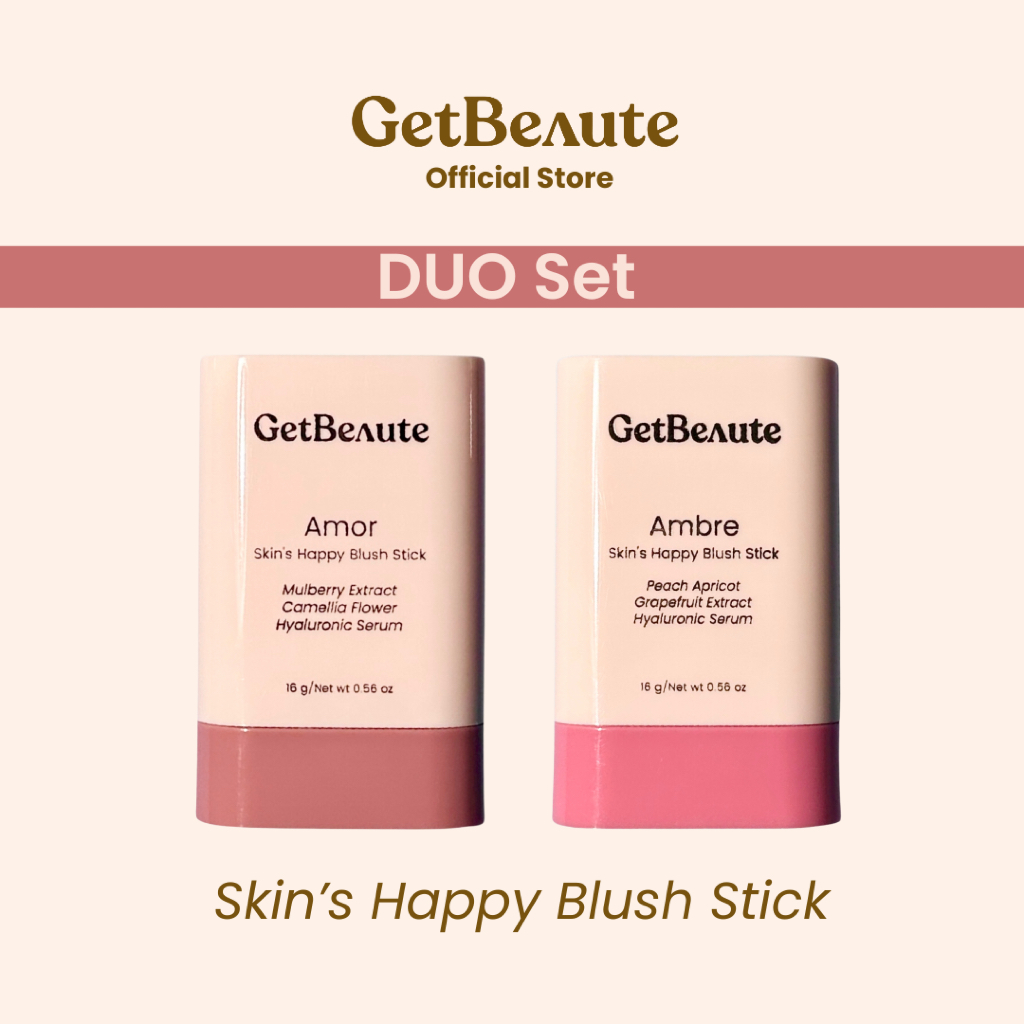 [Set 2 สีใหม่] GetBeaute | บลัชสติ๊ก Skin's Happy Blush Stick; 16g บลัชออน ปัดแก้ม แก้มฉ่ำ สีธรรมชาต