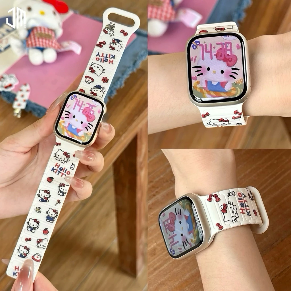 ใหม่ สายลายKT ซิลิโคนแม่เหล็ก ขนาด 38,40,41,42,45,46,49mm
