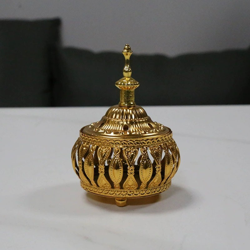 (จัดส่งทันที) 🔥เตาเผาธูป กระถางธูป แบบพกพา กำยาน เตาเผาธูปบาคูร์  สีทอง สไตล์อาหรับ ตกแต่งหรูหรา - รูปที่ 2
