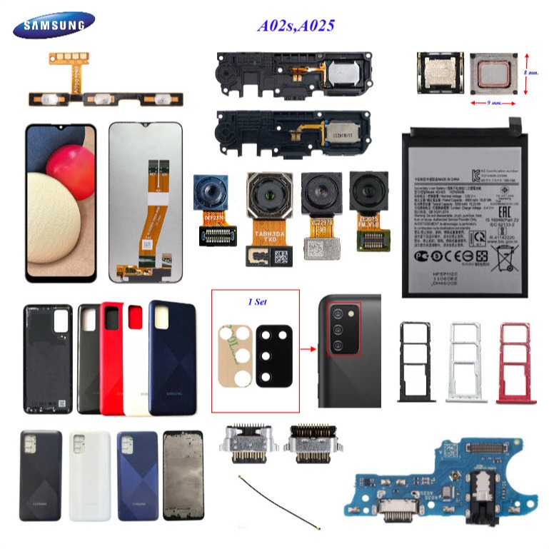 อะไหล่มือถือ Samsung A02s,A025/สายแพร/กระจกเลนส์กล้อง/กล้อง/ลำโพงหูฟัง/กระดิ่ง/ก้นชาร์จ USB/ฝาหลัง/ถาดใส่ซิม/แบต HQ-50s