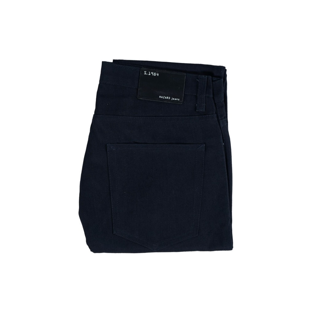 Hazard กางเกงยีนส์ขายาวไม่มีจีบ สีกรมท่า