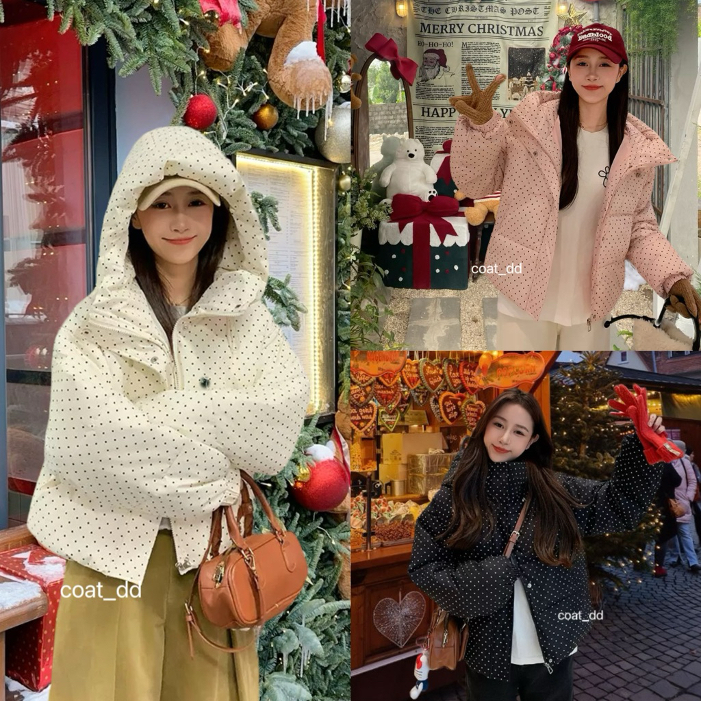 DD(no.131) 💖🌨️Polka Pop🌨️💖hoodie puffer coat ✨คิวท์จุดจุด🫶🏻  น้องโพลกาดอทฮู้ด✨ เสื้อกันหนาวลายจุด น่ารักจนต้องหยุดมอง💖