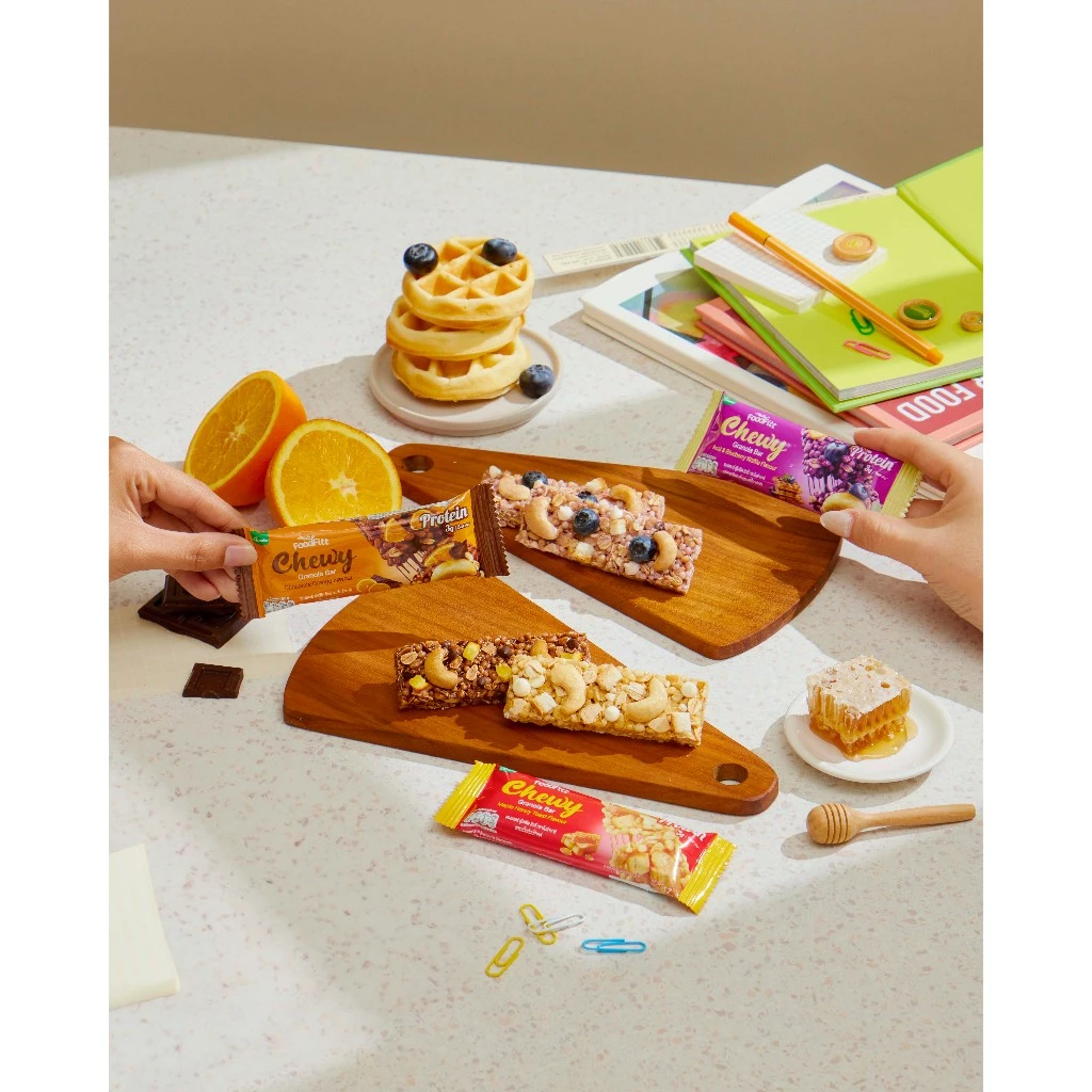 [Set 3 แท่ง] ฟู๊ดฟิต ชิววี่ กราโนล่าบาร์ แบบพกพา ซองเดอร์ Foodfiit Chewy Granola Bar