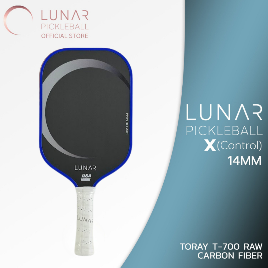 Lunar Pickleball X Control 14mm,16MM Blue Color Toray T-700 Raw Carbon Fiber