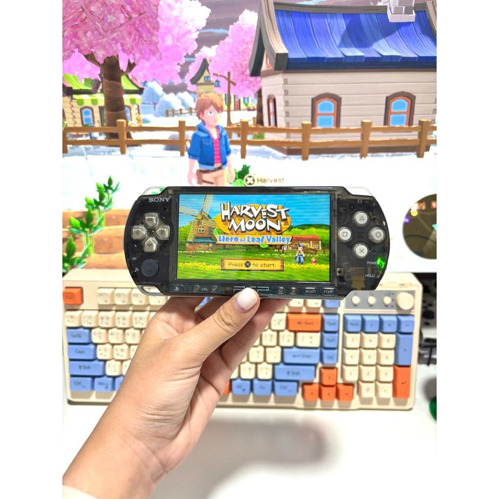 เครื่องเกมพกพา PSP รุ่น 3000 สีดำใส 🖤 ลงเกมฟรีเต็มเมม✨