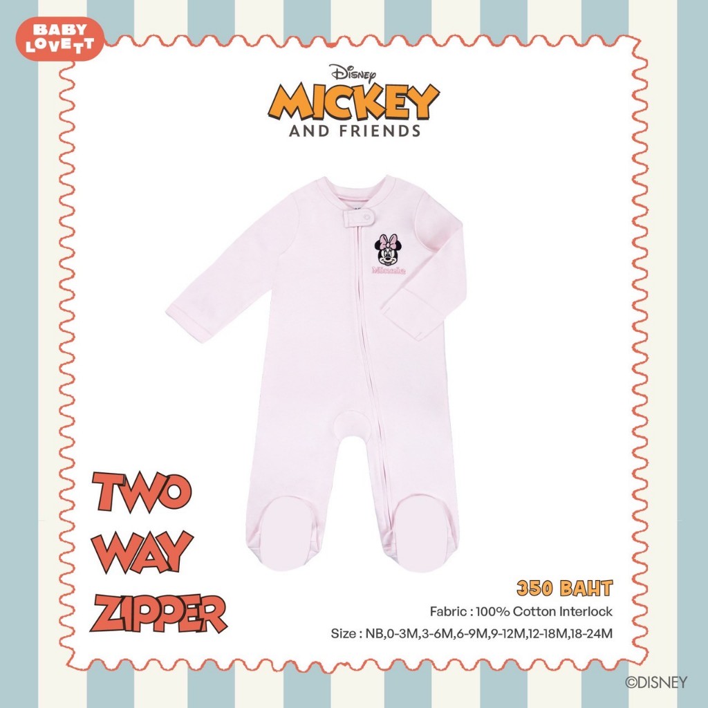 42 (Ver.3) Mickey Mouse & Friends - Two-Way Zipper ชุดนอนคลุมเท้า