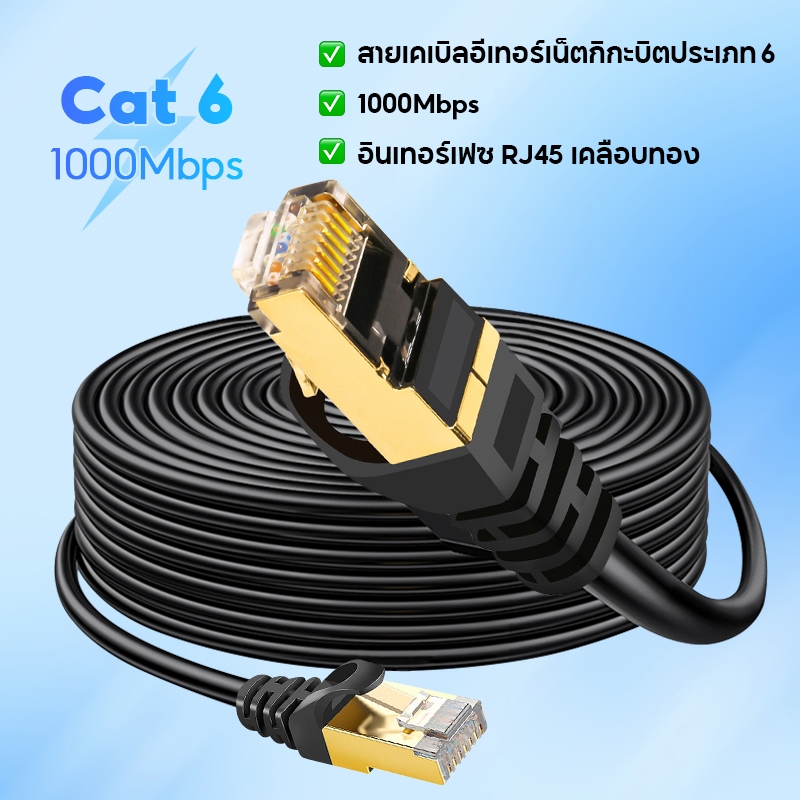 สายแลน CAT 6 สาย LAN ความเร็วสูง 5-50 เมตร สายแลน gigabit 1Gbps CAT6 RJ45 วิ่งเต็มสเปก สายแลน อินเตอร์เนต