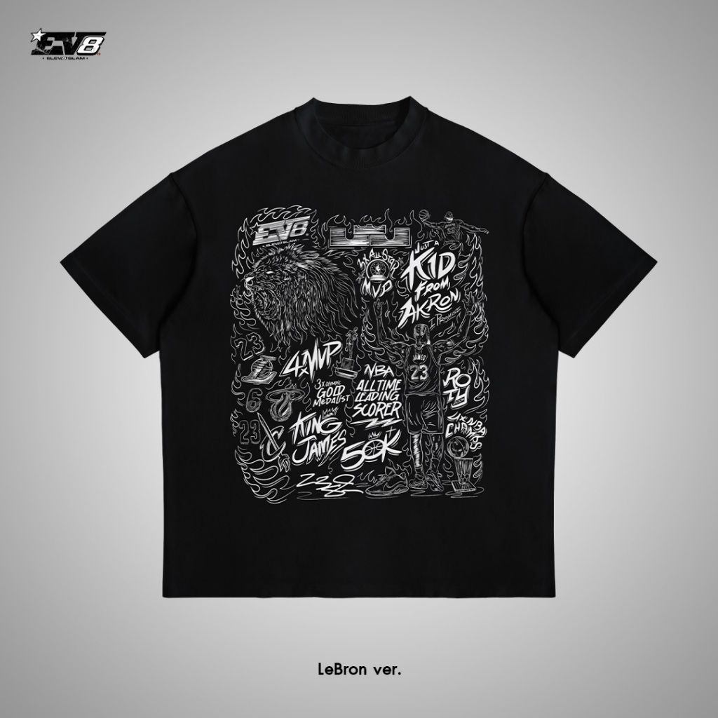 Elev8 Slam เสื้อOversized เสื้อยืด แฟชั่นบาส EV8 Element : LeBron ver. ผ้าCotton100% สกรีน DTG
