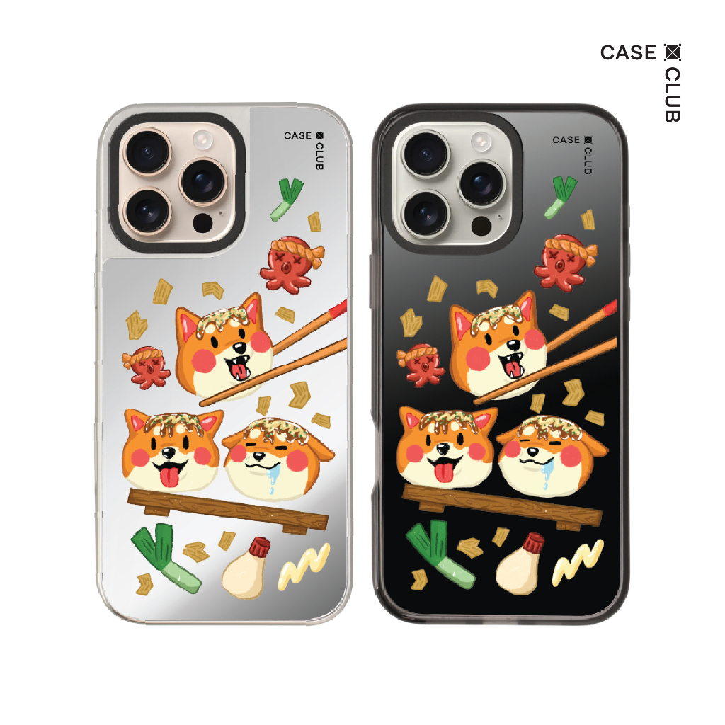 CaseClub เคสไอโฟน เคสกระจก ลาย Shiba Taco สำหรับ i17 Pro Max/i17 Pro/i17 Air/i17