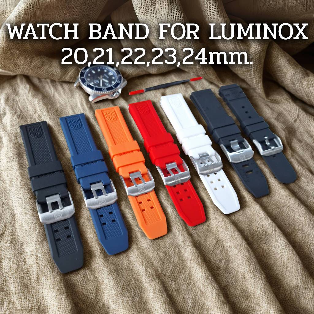 สายนาฬิกา สำหรับ LUMINOX(มีโลGO)ขนาด20,21,22,23,24mm.ฟรีสปริงบาร์และปากกาถอดสาย สายLuminox สายซิลิโค