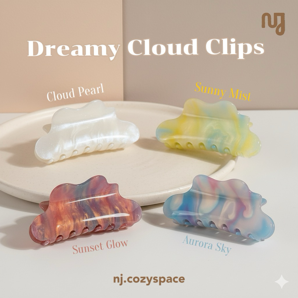 Dreamy Cloud Clip กิ๊บหนีบผมตืดชื่อ - NJ Cozy space