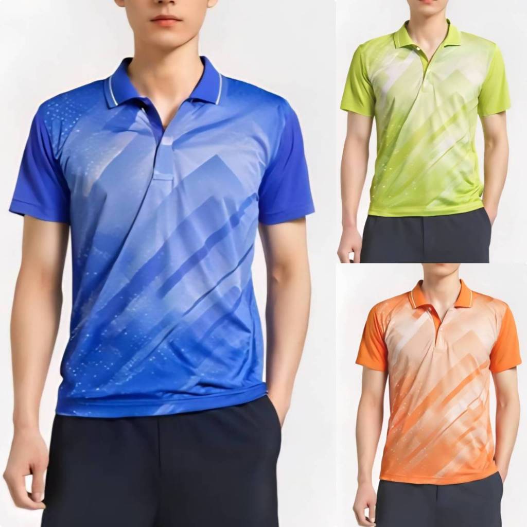 Sport day เสื้อสีม่วง เสื้อโปโลชาย ผ้าไมโครพิมพ์ลาย ใส่สบาย ไม่ต้องรีด NR306