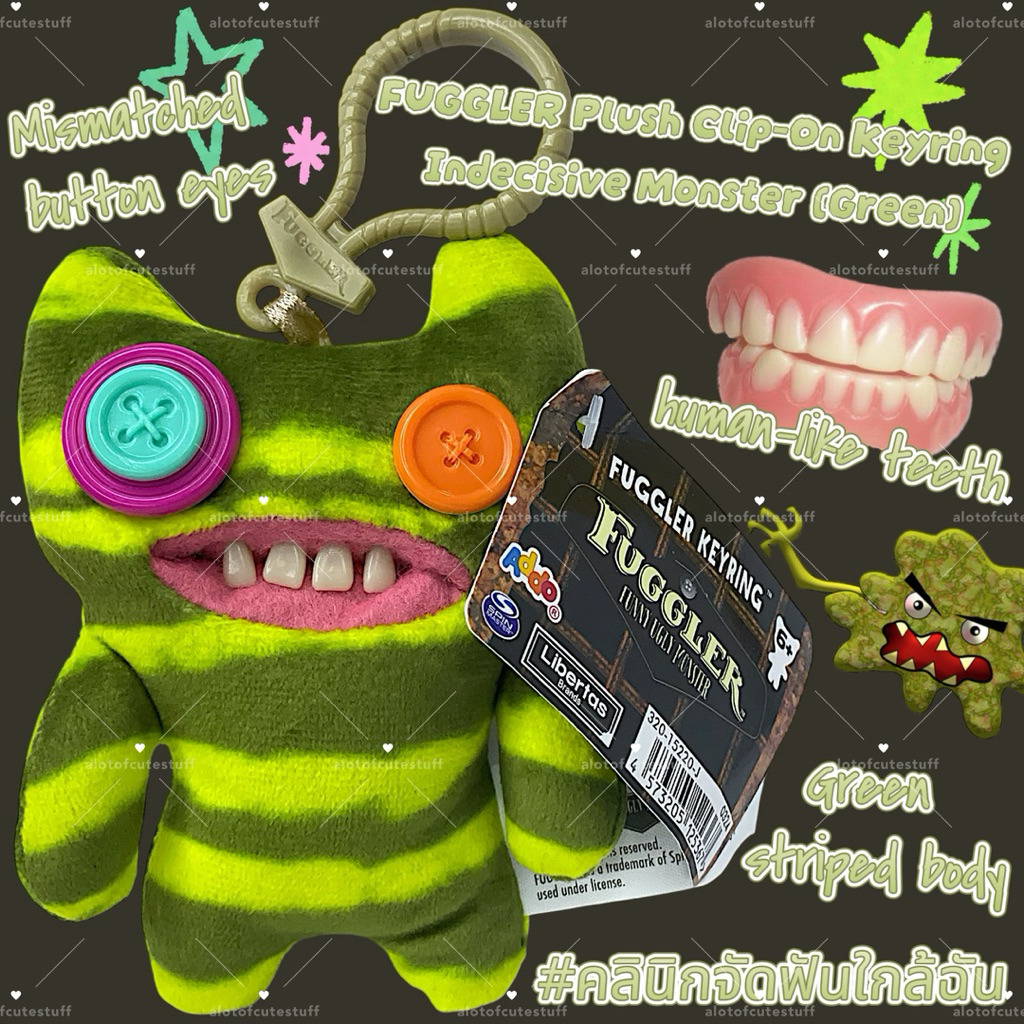 พวงกุญแจน้อง FUGGLER ฟันสวย น้องเขว สีสันสดใส FUGGLER Funny Ugly Monster Keyring like new with Tag