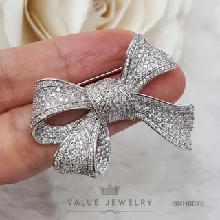 เข็มกลัด ฝังคริสตัลแท้ ลายโบ ขนาดใหญ่ เครื่องประดับ BRH0070 ValueJewelry