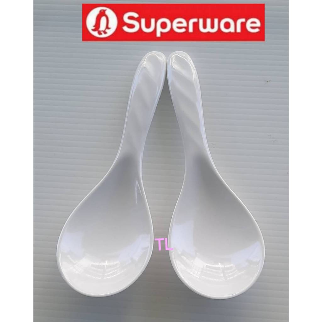 ทัพพีซุปเปอร์แวร์ 2ชิ้น สีขาวด้ามเกรียว มลามีน100% นกเพนกวิน superware