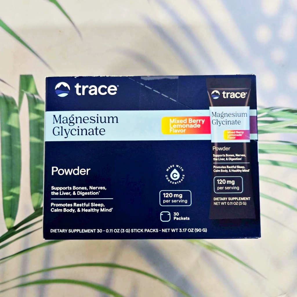 (Trace®)  Magnesium Glycinate Powder Mixed Berry Lemonade 30 Packets ผงแมกนีเซียมไกลซิเนต รสเลมอนเบอ