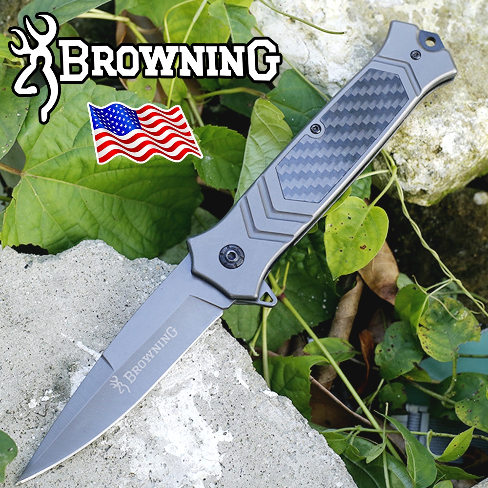 มีดพับ Browning 22.5cm มีดพกพา Outdoor Folding Knife มีระบบดีดใบมีด ใช้ทำอาหาร เดินป่า แคมป์ปิ้ง EDC
