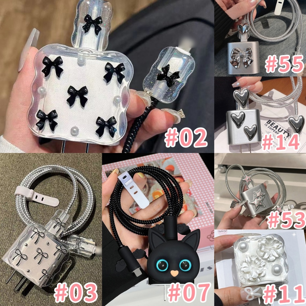 ⭐️ส่งจากไทย มาใหม่ 1ชุด 5ชิ้น⭐️ เคส สำหรับ ไอโฟน For iPhone ipad Adapter 18W/20W สายชาร์จ ลายการ์ตูนน่ารัก Cable Bite